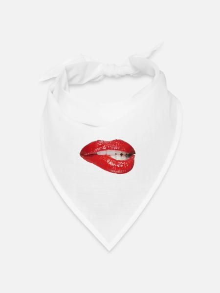 Crimson Lip Bite Pop Art - Bandana Dreieckstuch - Weiß