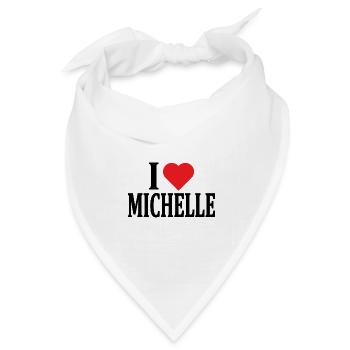 T-Shirt Name I love Michelle T-Shirt Geschenkidee - Bandana Dreieckstuch - Weiß - Vorne