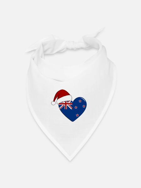 Neuseeland Flagge Weihnachtenn Herz - Bandana Dreieckstuch - Weiß