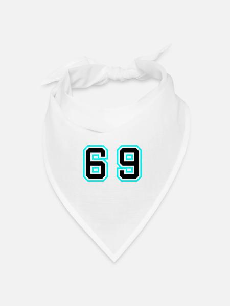 69 Zahl Symbol - Bandana Dreieckstuch - Weiß