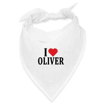T-Shirt I love Oliver T-Shirt Geschenkidee - Bandana Dreieckstuch - Weiß - Vorne