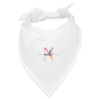 N | Monogramm | Name | Nelli |Watercolor - Bandana Dreieckstuch - Weiß - Vorne