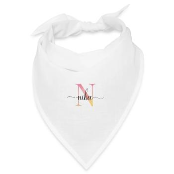 N | Monogramm | Name | Nika |Watercolor - Bandana Dreieckstuch - Weiß - Vorne