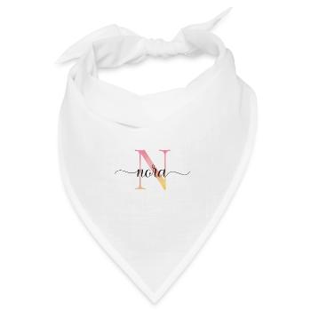 N | Monogramm | Name | Nora |Watercolor - Bandana Dreieckstuch - Weiß - Vorne