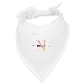 N | Monogramm | Name | Nova |Watercolor - Bandana Dreieckstuch - Weiß - Vorne