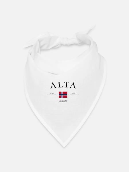 Alta Norwegen – Urlaub Souvenir & Geschenk - Bandana Dreieckstuch - Weiß