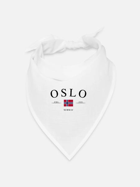 Oslo Norwegen – Urlaub Souvenir & Geschenk - Bandana Dreieckstuch - Weiß