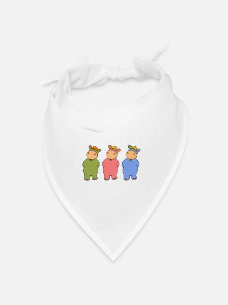 Lustige Nilpferde - Bandana Dreieckstuch - Weiß