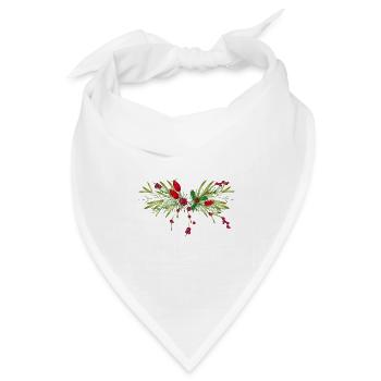 winterliche Zweige Hagebutte,Tanne und Mistel - Bandana Dreieckstuch - Weiß - Vorne
