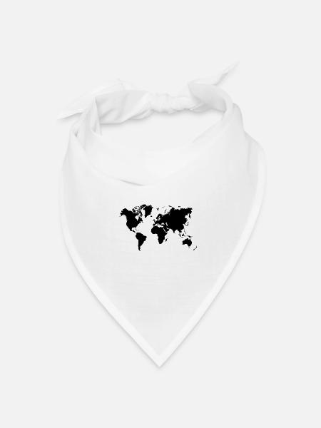 Schwarze Weltkarte - Bandana Dreieckstuch - Weiß