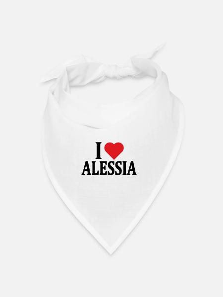 T-Shirt Ich liebe Alessia T-Shirt Geschenkidee - Bandana Dreieckstuch - Weiß