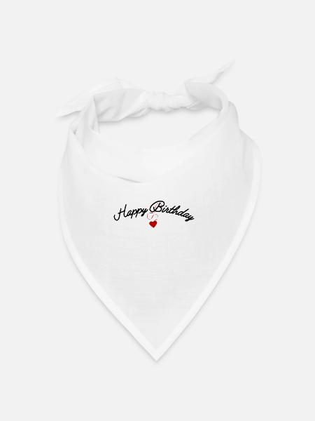 Happy Birthday - Bandana Dreieckstuch - Weiß