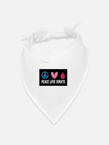 Friede Liebe Spende Blut - Bandana Dreieckstuch - Weiß