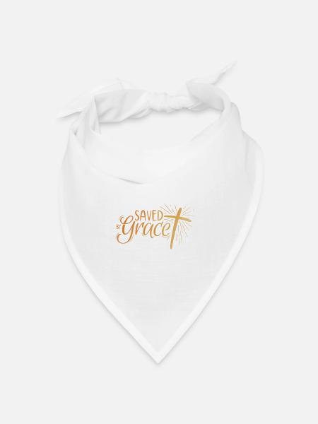 Saved by Grace Lettering - Bandana Dreieckstuch - Weiß
