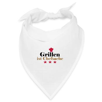 Grillen ist Chefsache - Bandana Dreieckstuch - Weiß - Vorne