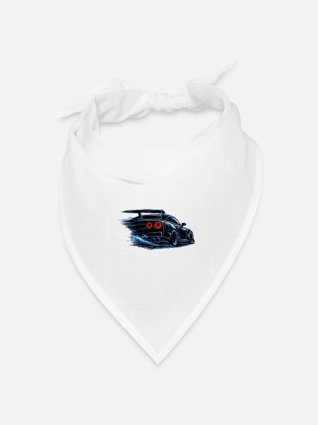 Blauer Sportwagen in Geschwindigkeit - Bandana Dreieckstuch - Weiß