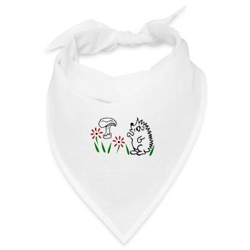 Igel mit Pilz, schönes Design für Naturliebhaber - Bandana Dreieckstuch - Weiß - Vorne