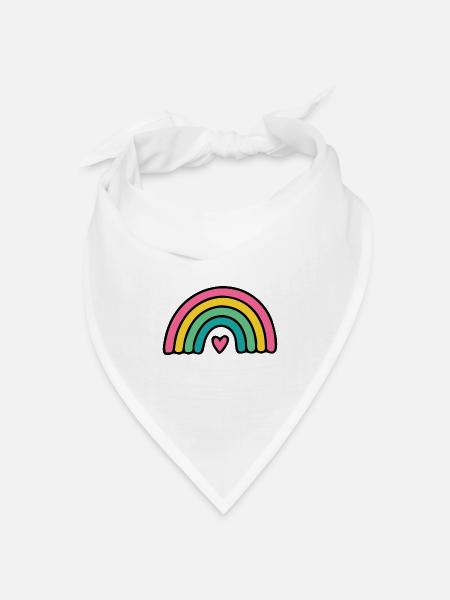 Pastell Regenbogen Herz - Bandana Dreieckstuch - Weiß