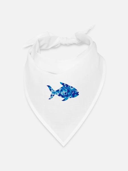 Fisch aus Formen und Muster - Bandana Dreieckstuch - Weiß