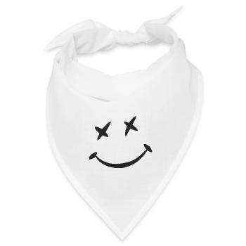 lächelndes Gesicht - Bandana Dreieckstuch - Weiß - Vorne