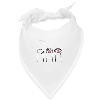 Stein Papier Schere Katze Pfote Spiel Katzenpfoten - Bandana Dreieckstuch - Weiß - Vorne