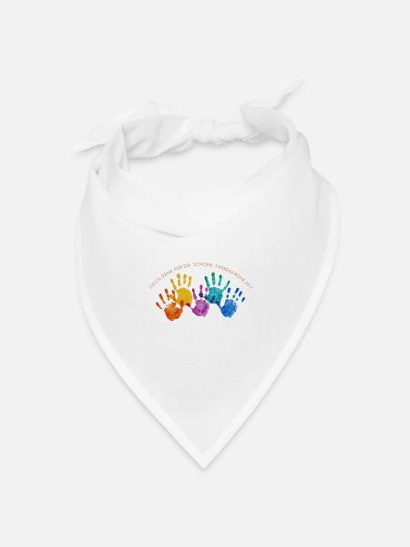 Farbenreiche Handabdrücke Dankzeit - Bandana Dreieckstuch - Weiß
