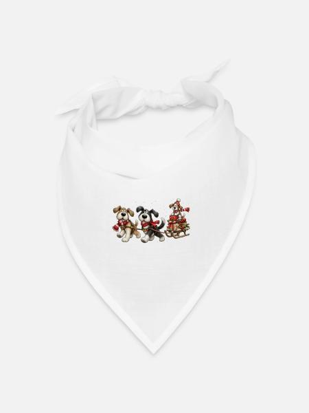 🎁 Weihnachts-Schlittenhunde - Bandana Dreieckstuch - Weiß