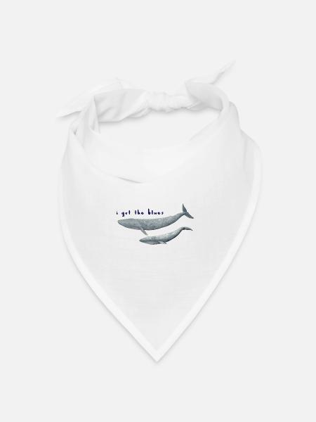 Ich habe den Blues Wale - Wale. baleines - Bandana Dreieckstuch - Weiß