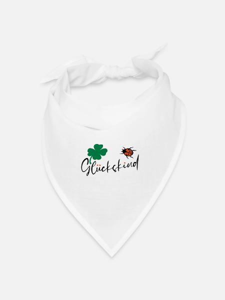 Glückskind Kleeblatt Glück - Bandana Dreieckstuch - Weiß