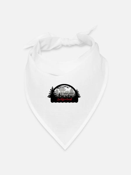 Switzerland Scherenschnitt - Bandana Dreieckstuch - Weiß