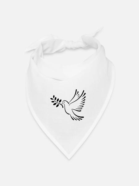 Friedenstaube - Bandana Dreieckstuch - Weiß