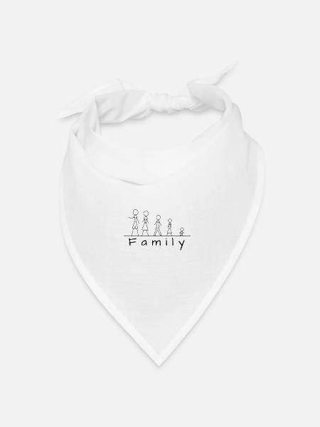 Strichmännchenfamilie - Bandana Dreieckstuch - Weiß