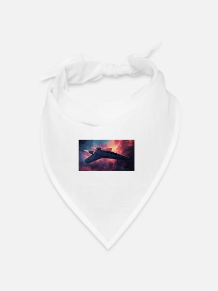 Raumschiff - Bandana Dreieckstuch - Weiß