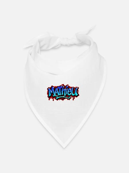 Mathieu Graffitidruckbarer Name Urban Blue - Bandana Dreieckstuch - Weiß