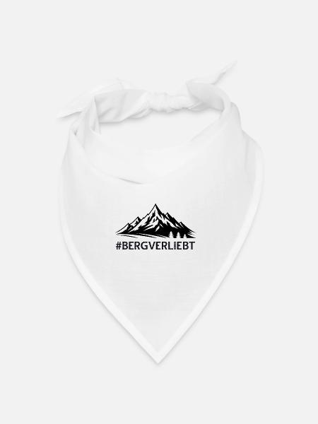 Bergverliebt mit Hashtag Bergige Landschaft Berge - Bandana Dreieckstuch - Weiß