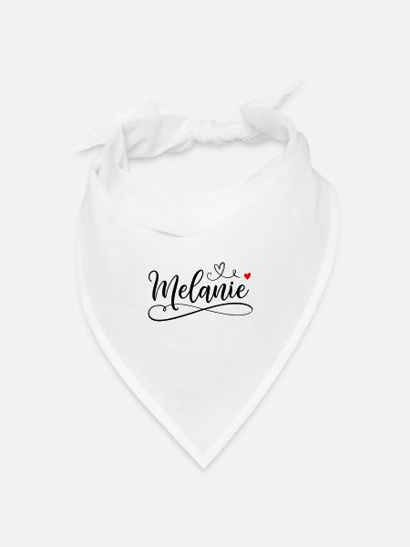 Melanie Name Vorname mit Herzchen - Bandana Dreieckstuch - Weiß
