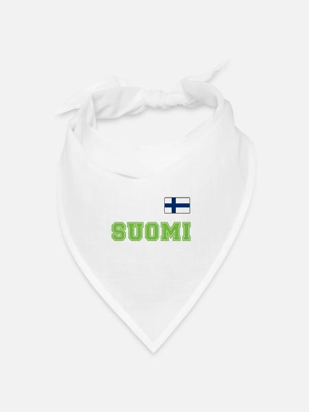 FINNLAND - SUOMI Trikot Look - Flagge auf Brust - Bandana Dreieckstuch - Weiß