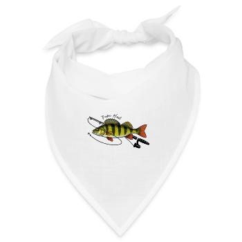 Angeln mit Rute Barsch Fisch Petri Heil - Bandana Dreieckstuch - Weiß - Vorne