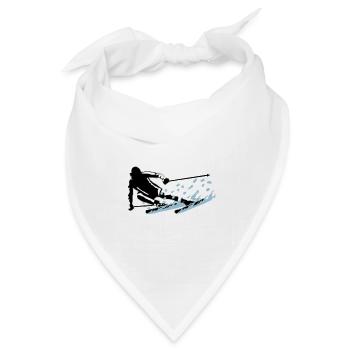 Skifahren - flotter Skifahrer und Schnee - Bandana Dreieckstuch - Weiß - Vorne