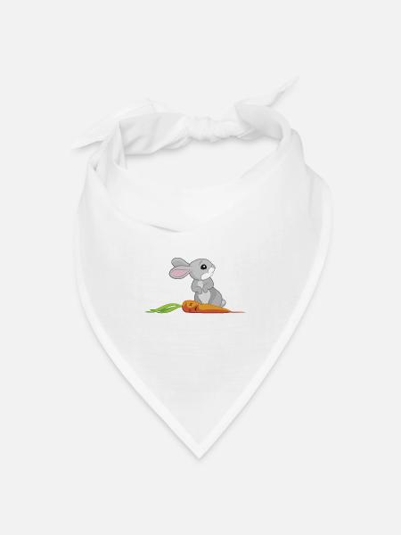 Häschen mit Möhre - Bandana Dreieckstuch - Weiß