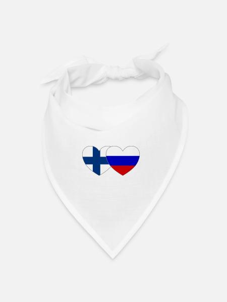 Finnland Russland Flagge Herz - Bandana Dreieckstuch - Weiß