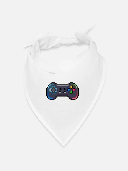 Retro-Gamepad Neon-Pixelstil - Bandana Dreieckstuch - Weiß