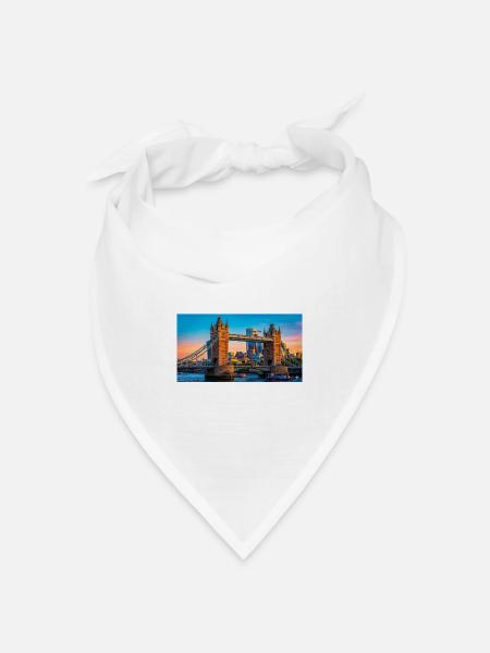 Tower Bridge Sonnenuntergang Druck - Bandana Dreieckstuch - Weiß