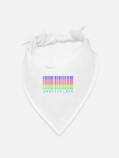 Barcode Regenbogen "UNBEZAHLBAR"  - Bandana Dreieckstuch - Weiß