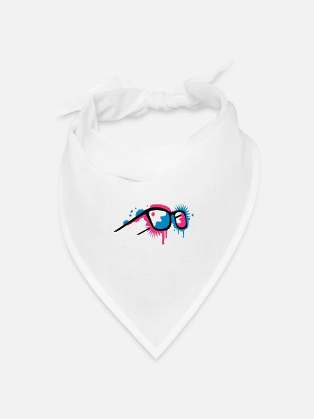 3D Brille im Graffiti Stil - Bandana Dreieckstuch - Weiß