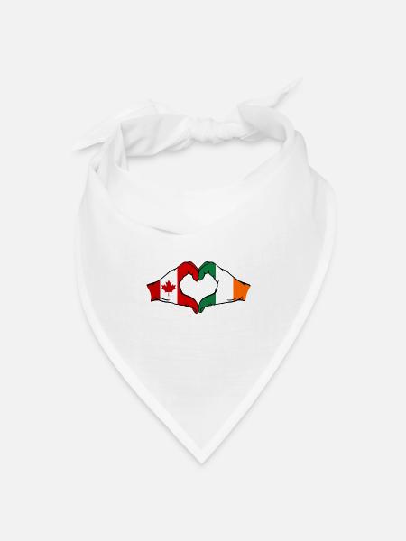 Kanada Irland Herzform mit Hände - Bandana Dreieckstuch - Weiß