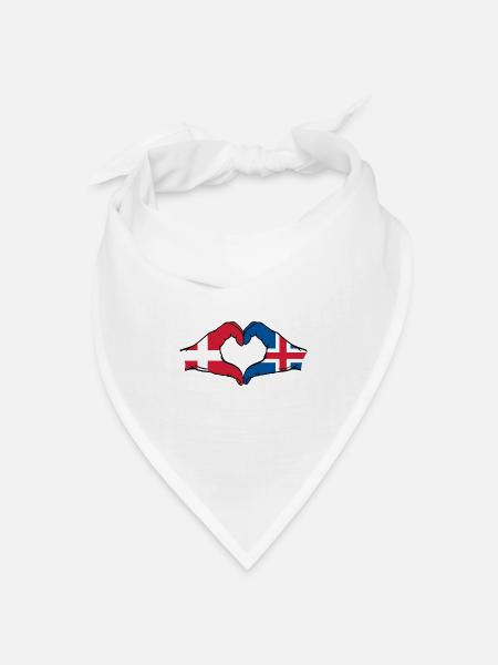 Dänemark Island Herzform mit Hände - Bandana Dreieckstuch - Weiß