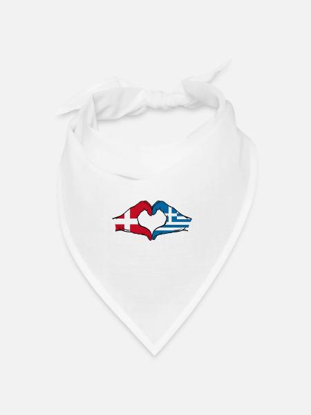 Dänemark Griechenland Flagge Hände Herzform - Bandana Dreieckstuch - Weiß