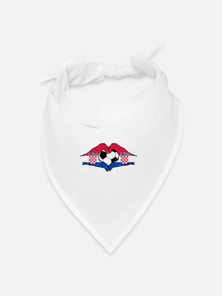 Kroatien Fußball Flagge Hände Herzform used - Bandana Dreieckstuch - Weiß
