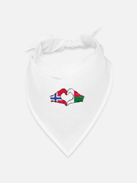 Norwegen Madagaskar Flagge Hände Herzform used - Bandana Dreieckstuch - Weiß